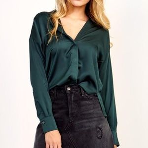 Karlie Emerald Satin Top